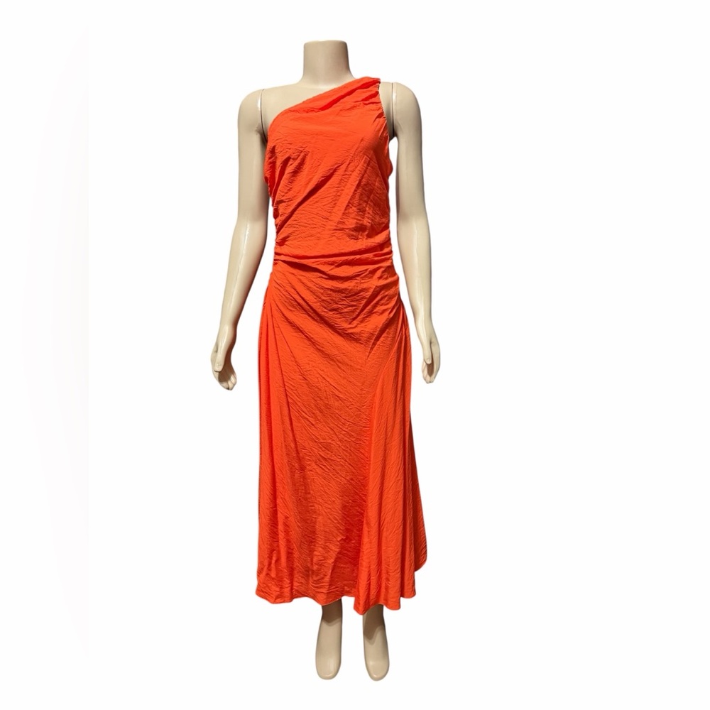 ANTONIO MELANI One-Shoulder Orange Midi Dress